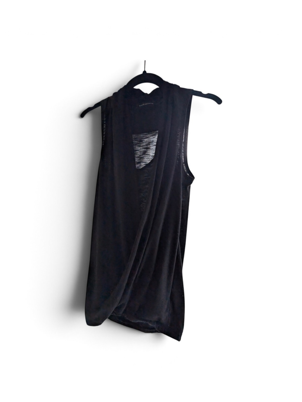 Rock & Republic Black Sleeveless Draped Tank Top